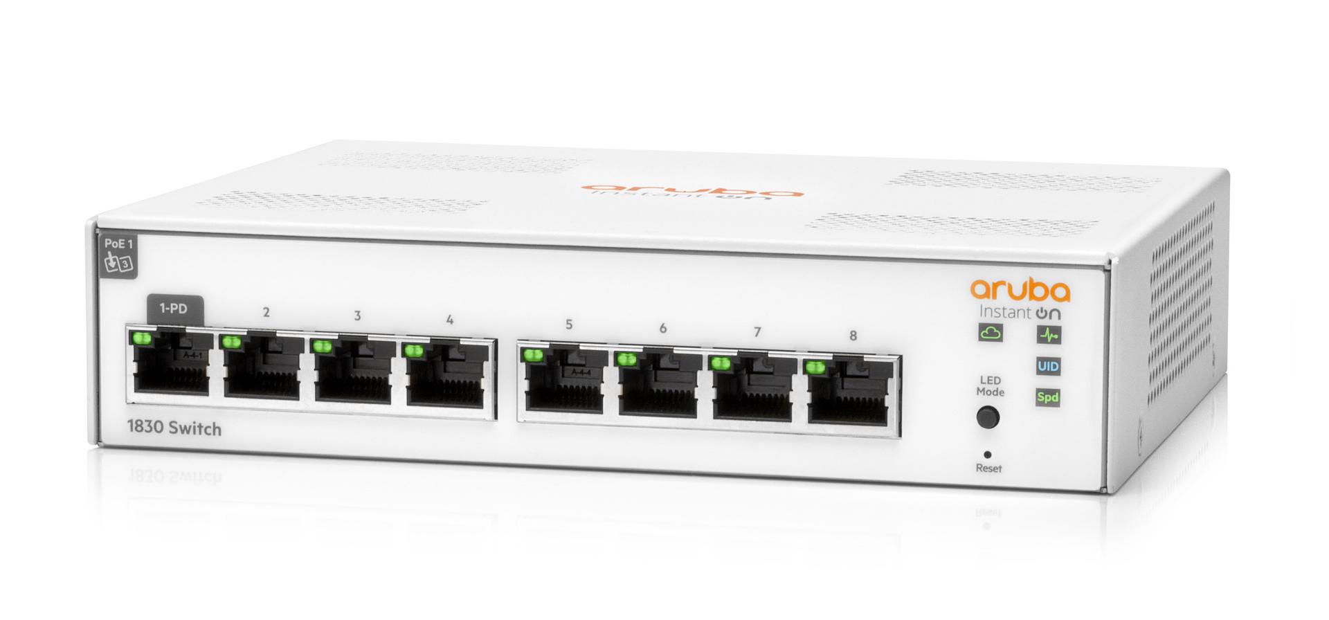 Aruba 1830 8-port Switch JL810A Side Angle