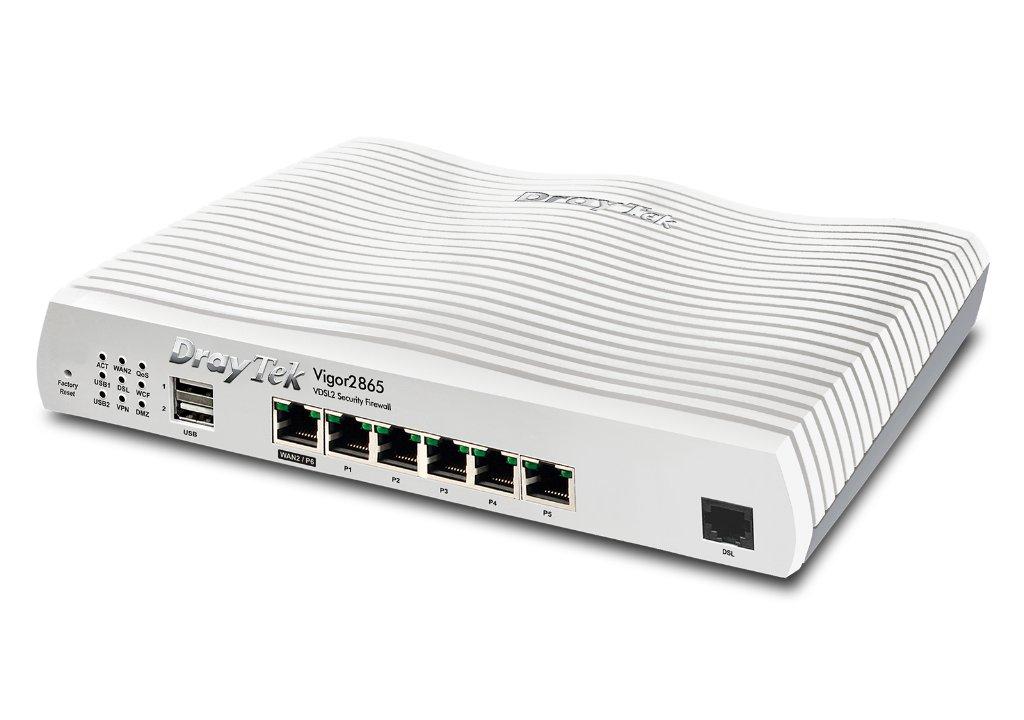 DrayTek Vigor V2865 Wired VDSL2 Multi-WAN Router Front Angle