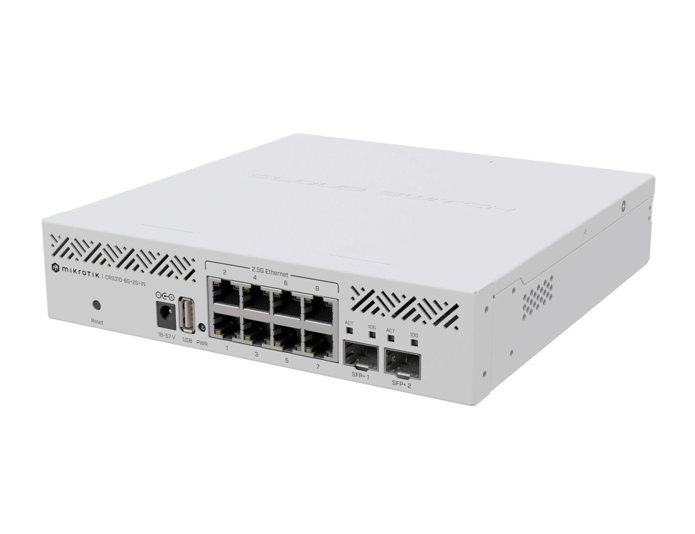 MikroTik CSS610-8G-2S+IN Smart 8-Port Gigabit Switch Front Angle
