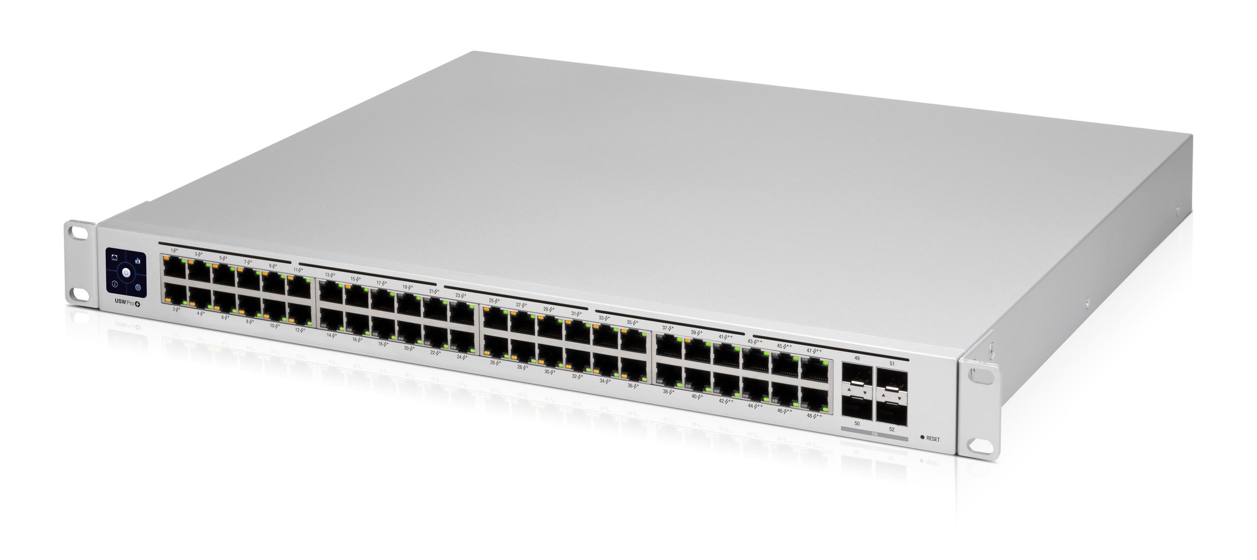 Ubiquiti UniFi USW-PRO-48-POE Gen2 48-Port Gigabit PoE Switch Front Angle