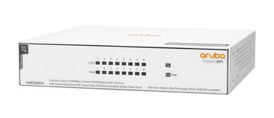 Aruba Instant On 1430 8-Port PoE Unmanaged Switch (R8R46A) Datasheet Front Angle