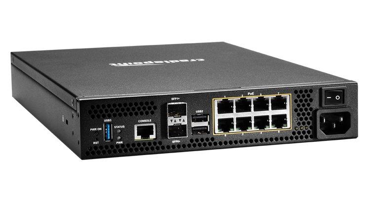 Cradlepoint CR4250 5G 8-Port PoE Router Side Angle Image