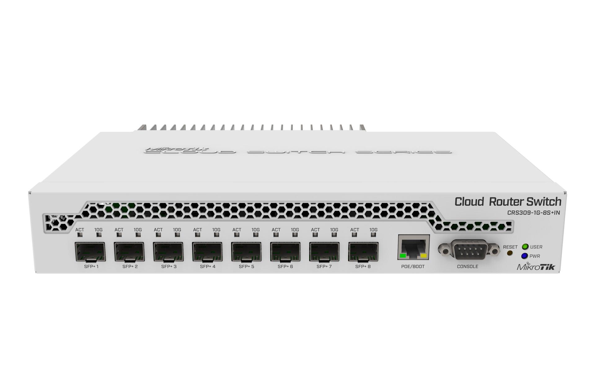 MikroTik CRS309-1G-8S+IN 8 SFP+ Port Cloud Router Switch Front Image