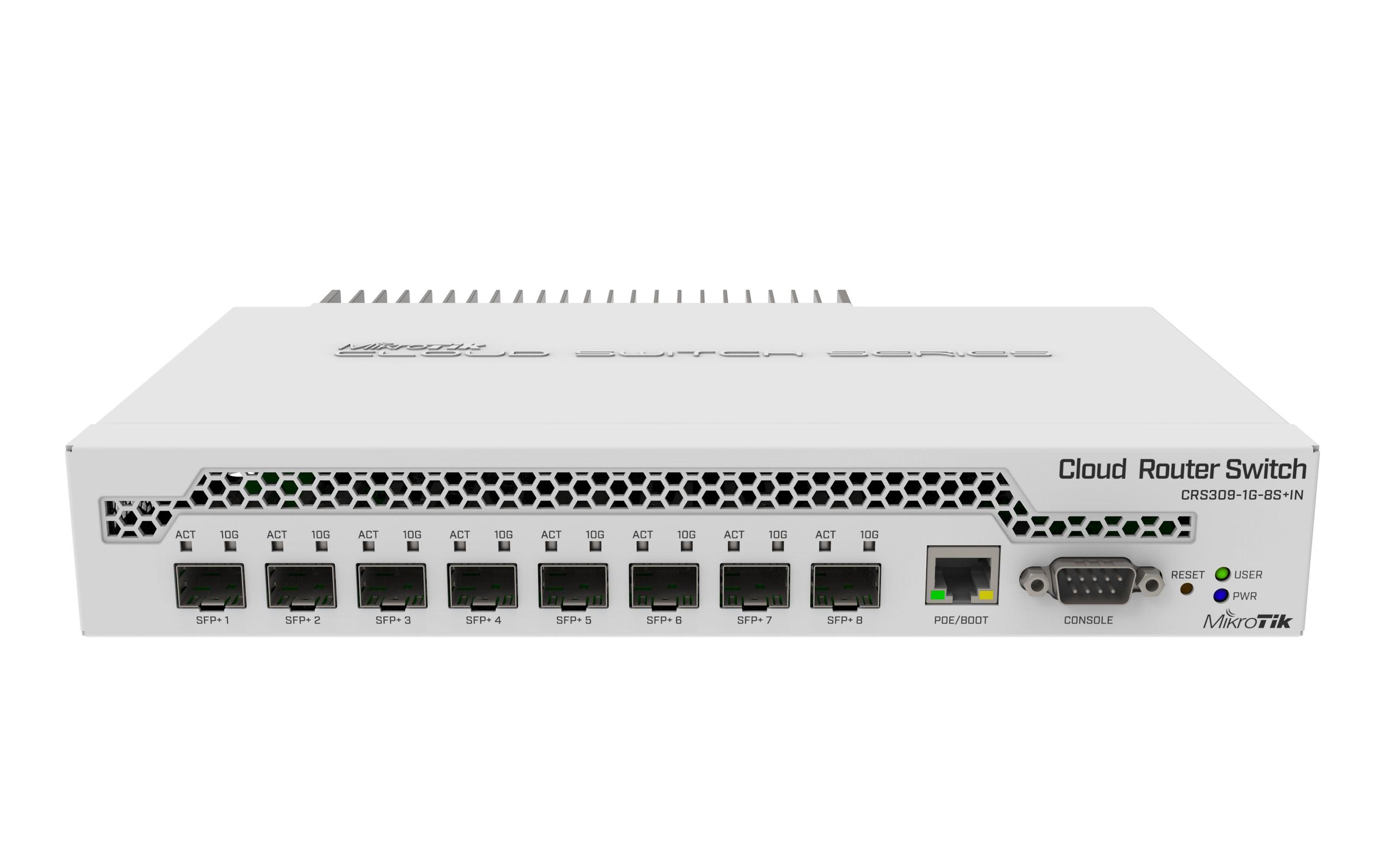MikroTik CRS309-1G-8S+IN 8 SFP+ Port Cloud Router Switch Front Image