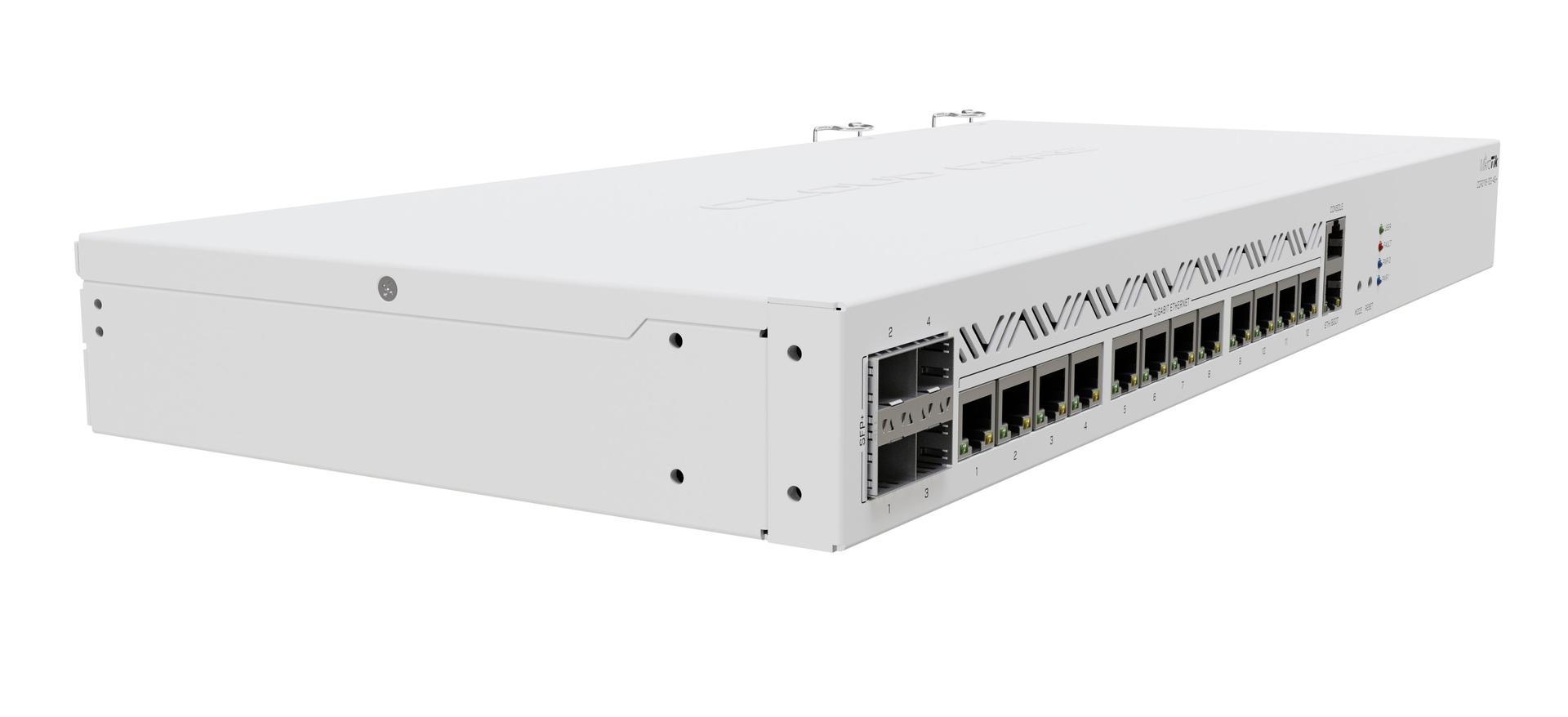 MikroTik Cloud Core Router CCR2116-12G-4S+ Front Angle Image