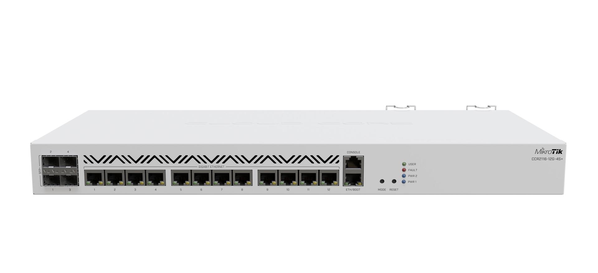 MikroTik Cloud Core Router CCR2116-12G-4S+ Front View Image