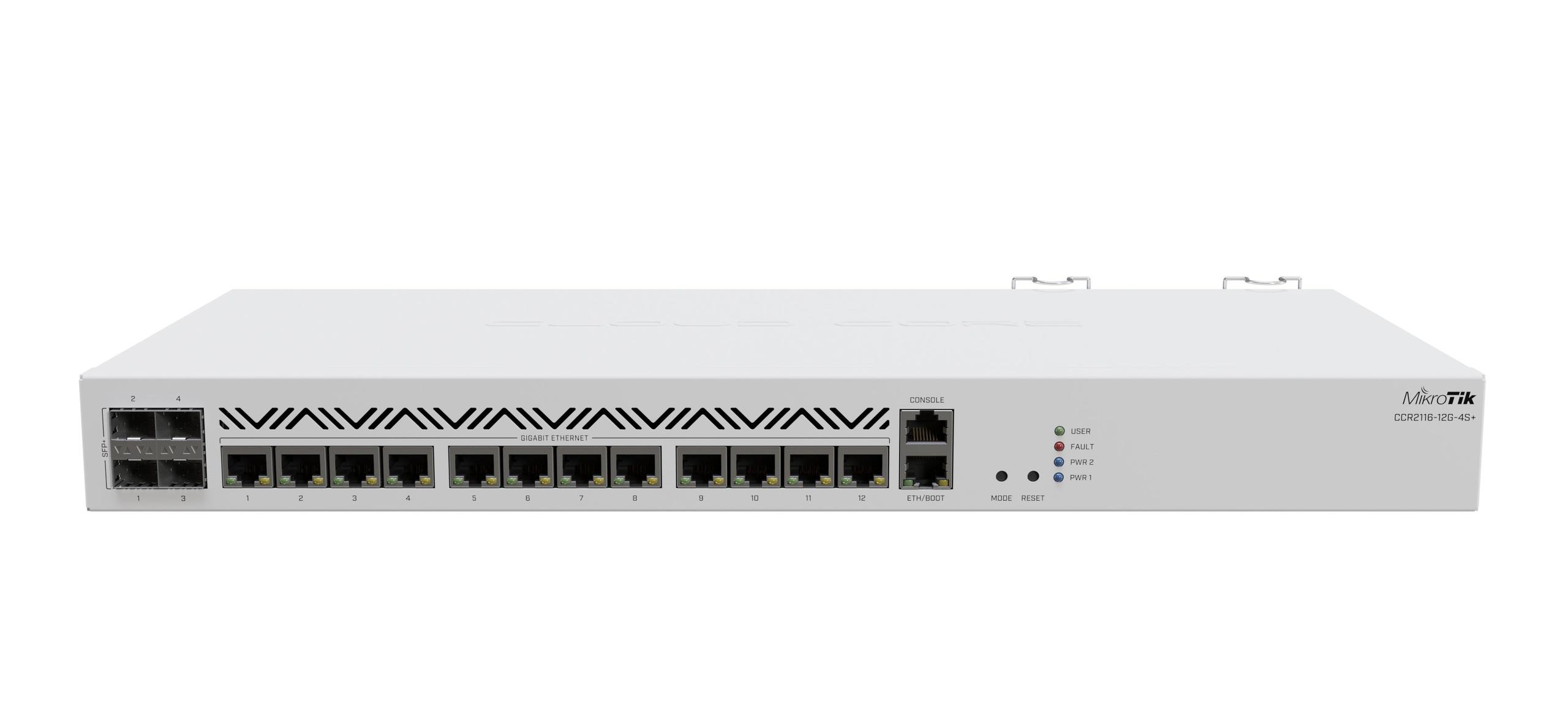 MikroTik Cloud Core Router CCR2116-12G-4S+ Front View Image