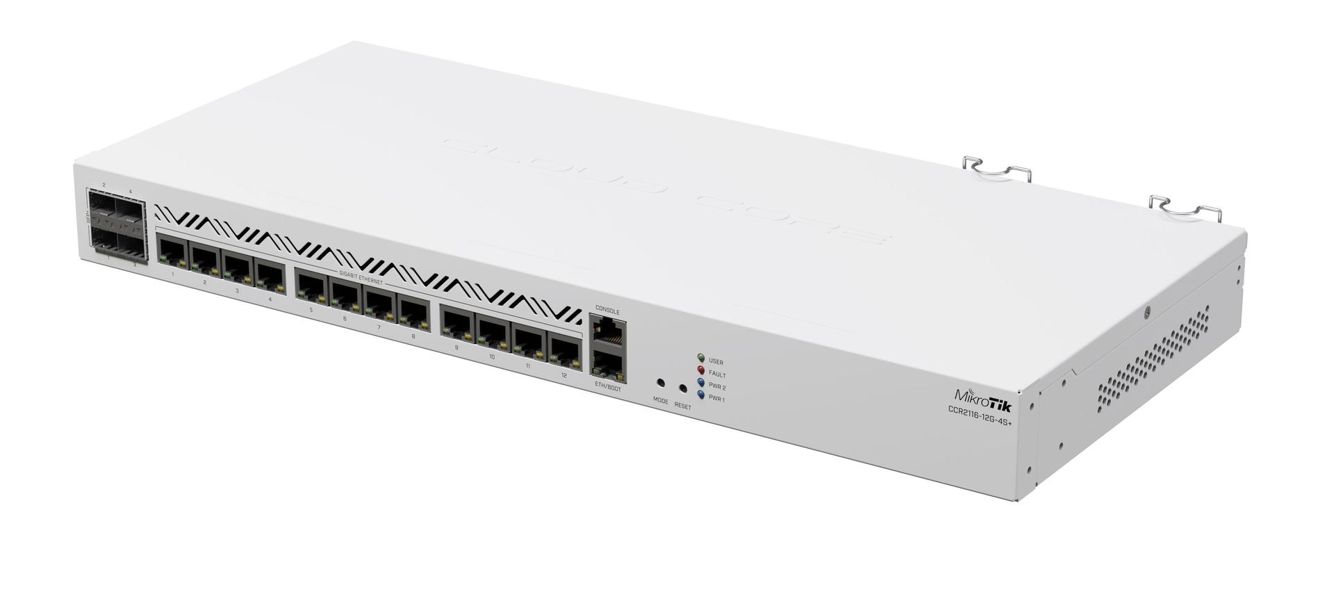 MikroTik Cloud Core Router CCR2116-12G-4S+ Side View Image