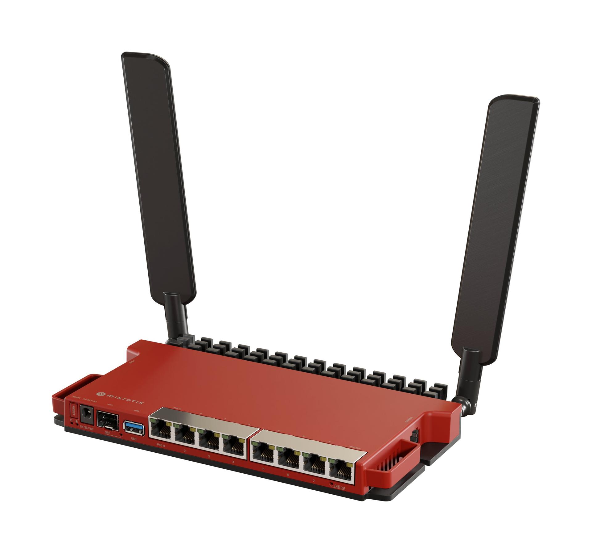 MikroTik L009 8-Port PoE WiFi 6 Router (L009UIGS-2HAXD-IN) Side Angle Image