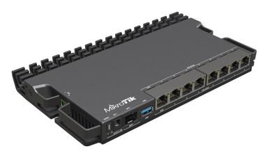 MikroTik RB5009 8-Port PoE Router (RB5009UPr+S+IN) Side Angle Image
