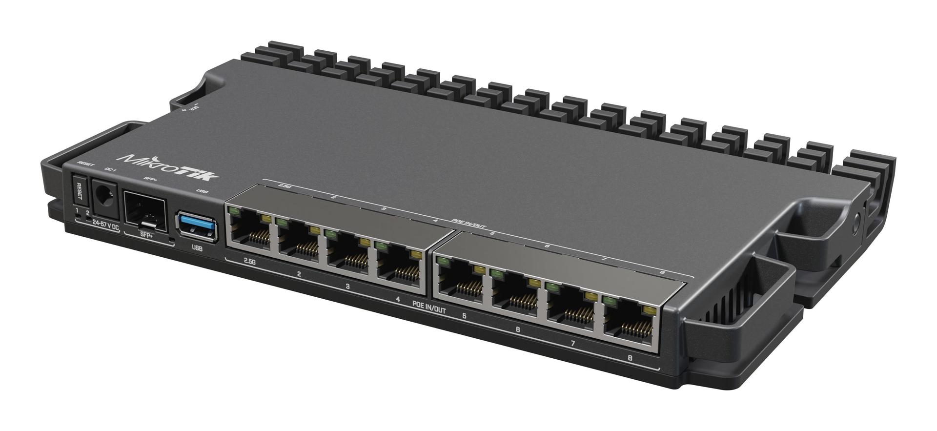 MikroTik RB5009 8-Port PoE Router (RB5009UPr+S+IN) Side View Image