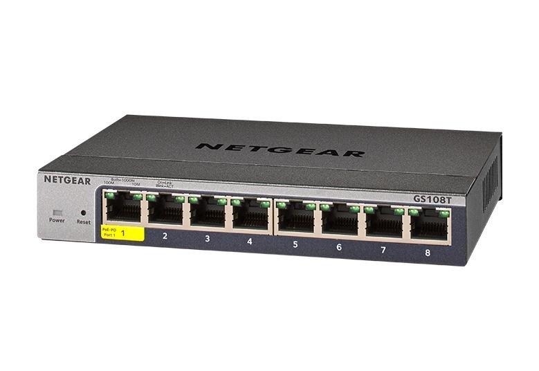 Netgear GS108T-300UKS 8-Port Gigabit Managed Switch Side Image