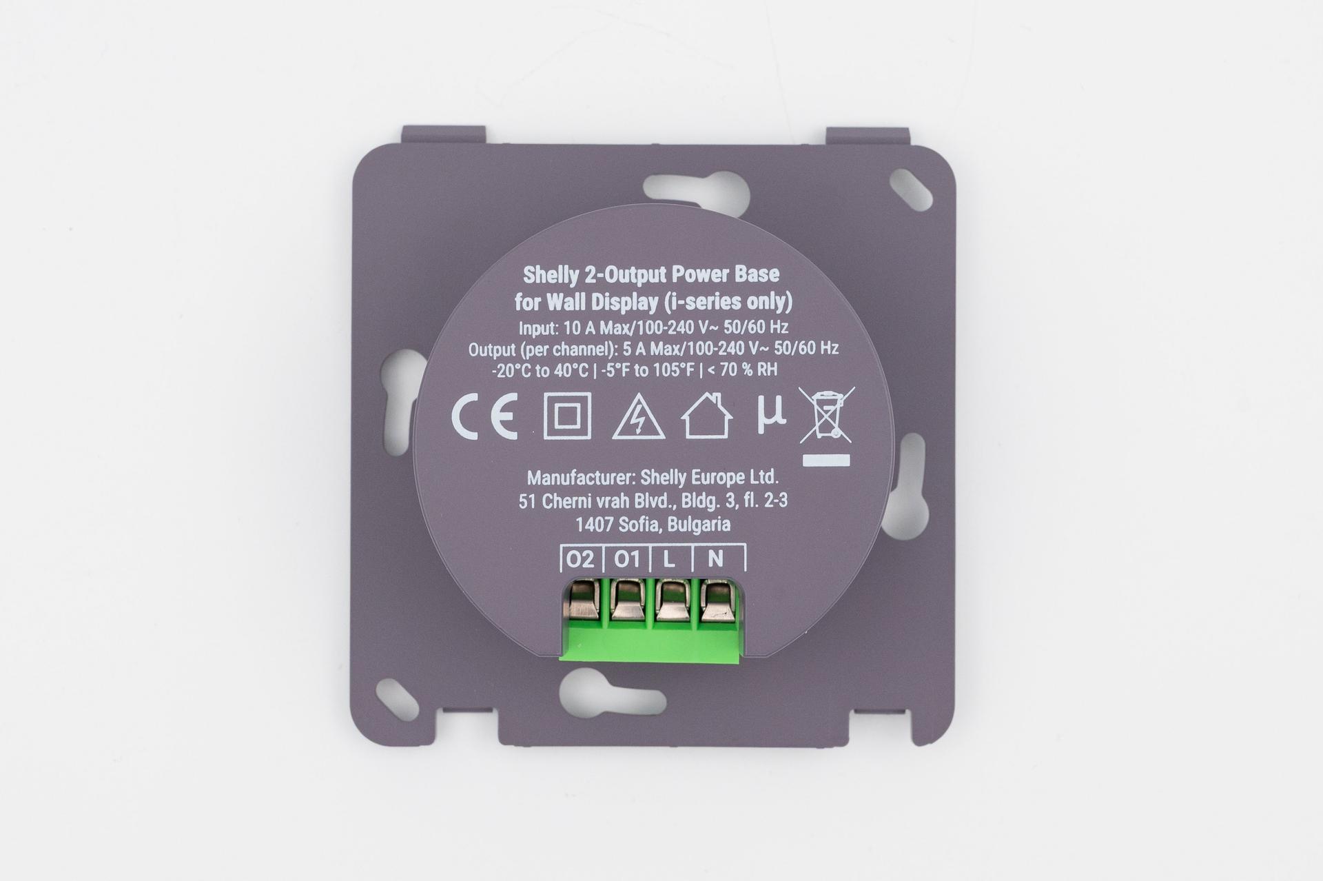 Shelly 2-Output Power Base for Wall Display