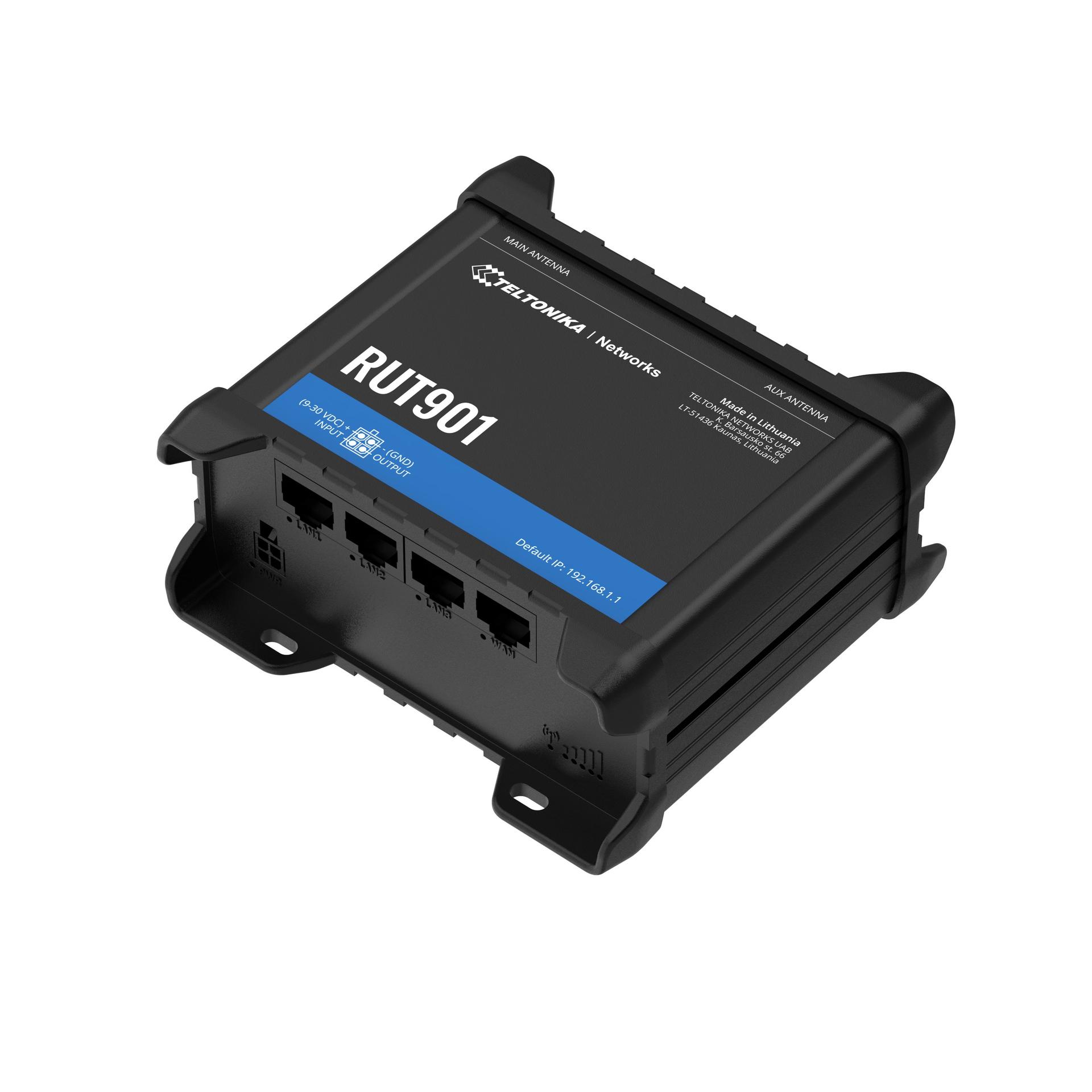 Teltonika RUT901 Cellular Dual SIM LTE WiFi Router Front Angle Image