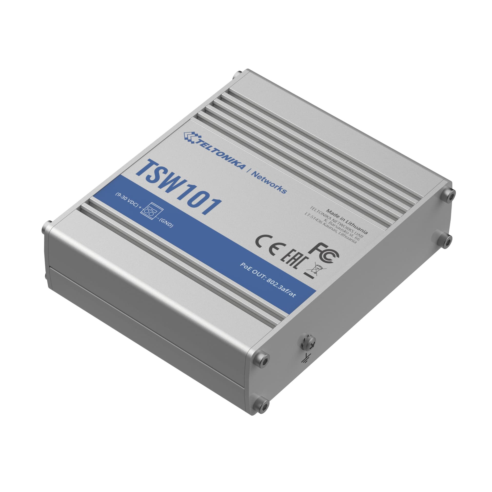 Teltonika TSW101 Automotive PoE+ Switch Front Angle Image
