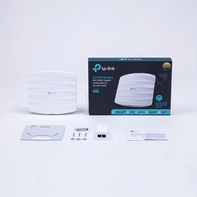 TP-Link EAP225 Dual-Band WiFi 5 Ceiling Access Point Front Angle Package Contents Image