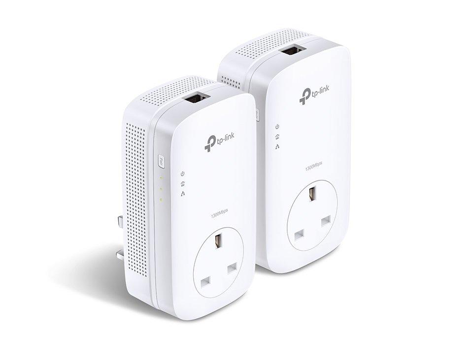 TP-Link TL-PA8010P Gigabit Passthrough Powerline Starter Kit Front Angle Image