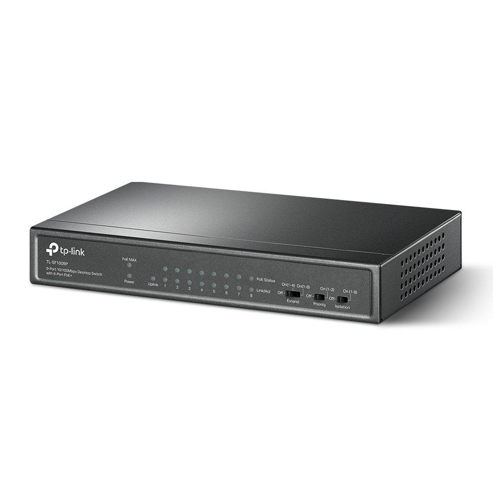 TP-Link TL-SF1009P 9-Port PoE Switch Front Angle