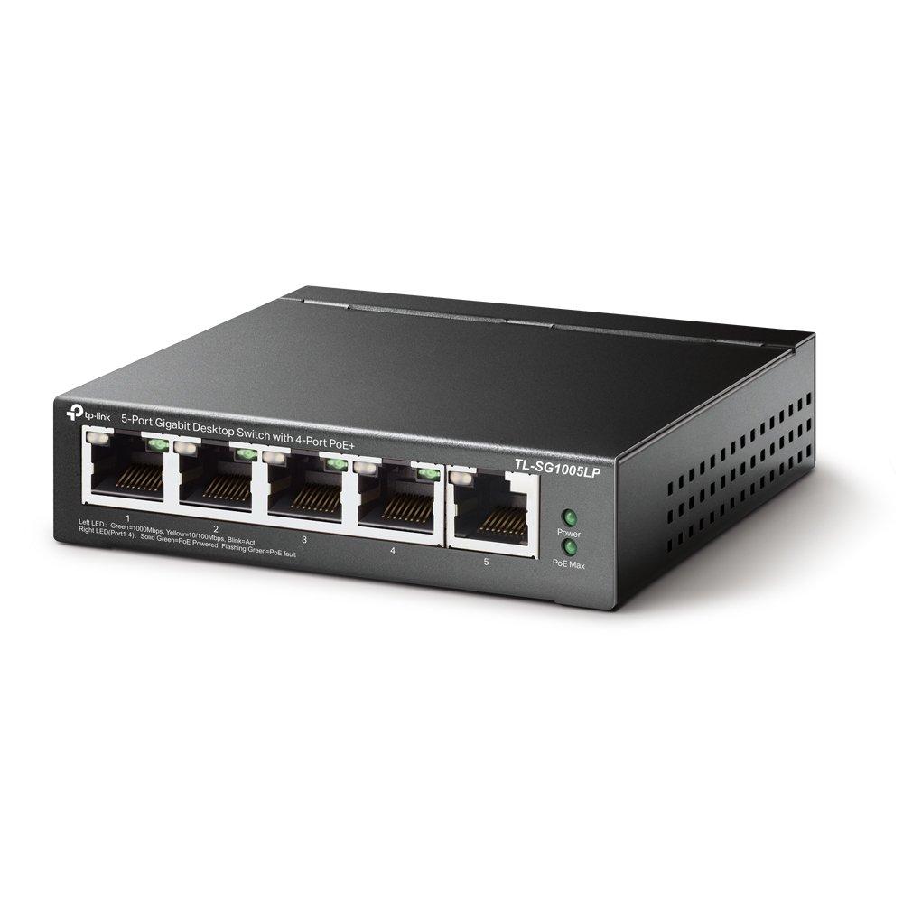 TP-Link TL-SG1005LP LiteWave 5-Port PoE+ Switch Front Angle Image