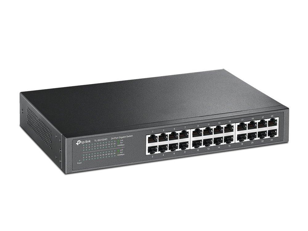 TP-LINK TL-SG1024D 24-Port Gigabit Unmanaged Switch Front Angle Image