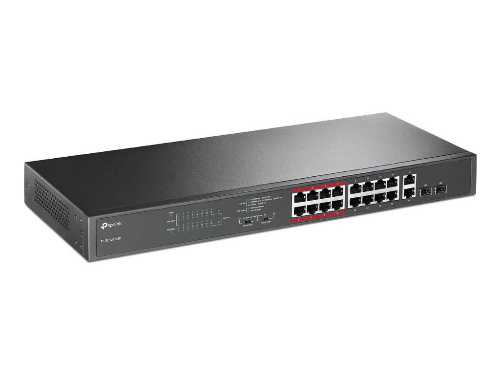 TP-LINK TL-SL1218MP Switch Front Angle