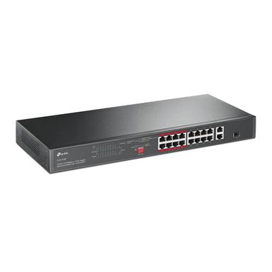 TP-LINK TL-SL1218P 16-Port PoE+ Switch Front Angle Image