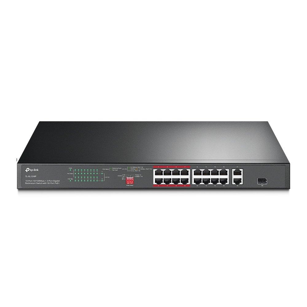 TP-LINK TL-SL1218P 16-Port PoE+ Switch Front Image