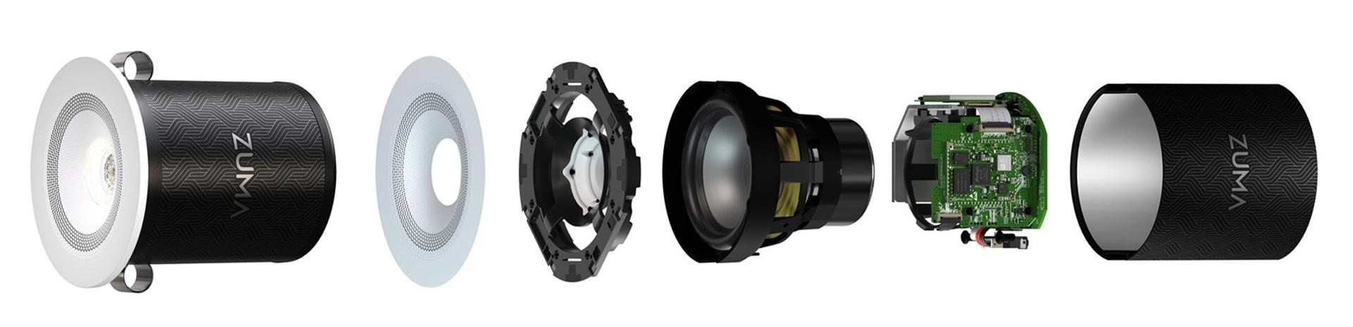 Zuma Lumisonic Wireless Speaker and Integrated Downlight Exploded Image